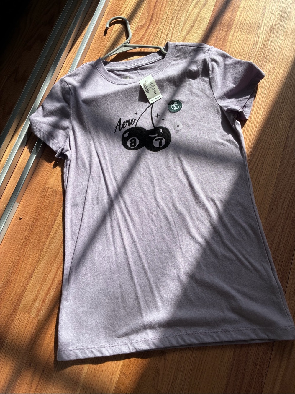 Aeropostale Lavender Short-Sleeve Tee with Cherry Graphic